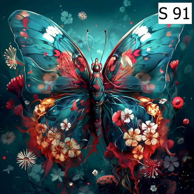 Panneau simili Papillon 2  30x30cm 