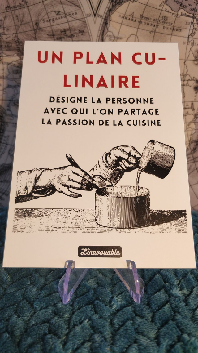 CARTE "UN PLAN CU-LINAIRE DESIGNE LA PERSONNE AVEC QUI L'ON PARTAGE LA PASSION DE LA CUISINE"