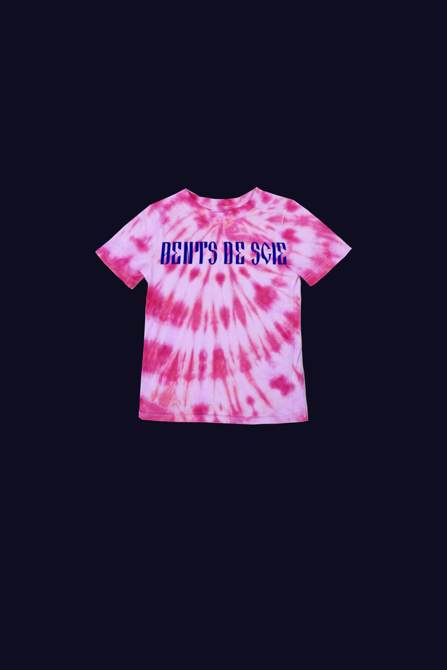 Dents de Scie® Tie &amp; Die Tee-shirt Rose encre bleue – Enfant