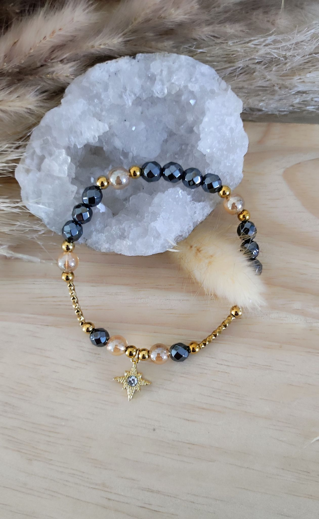 Bracelet "Confiance en soi" Hématite facettée