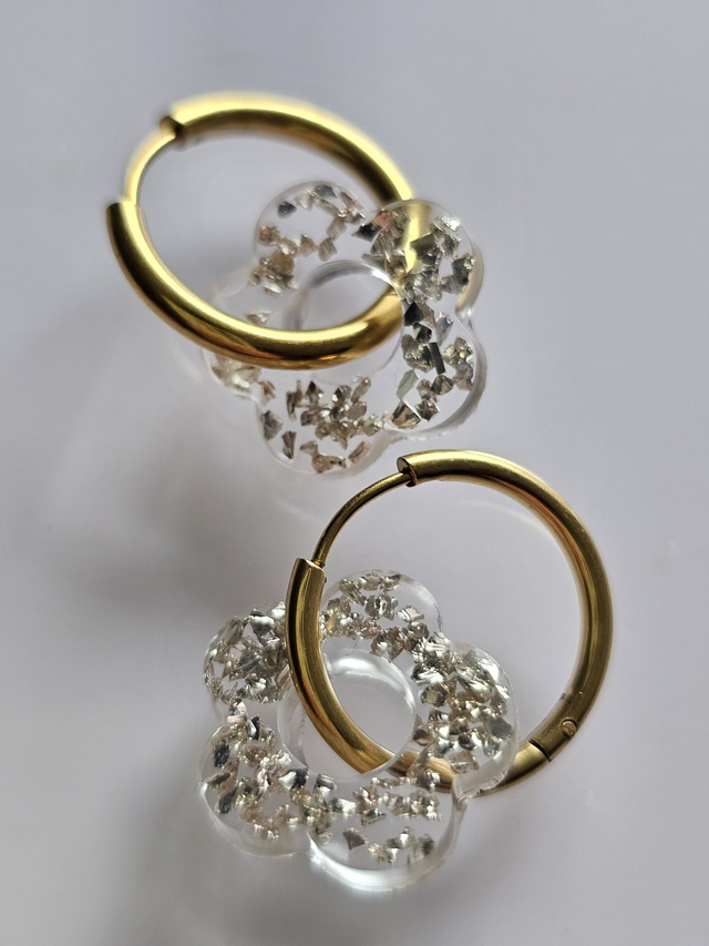 CREOLES EDEN TRANSPARENTES AUX ÉCLATS ARGENTÉS 