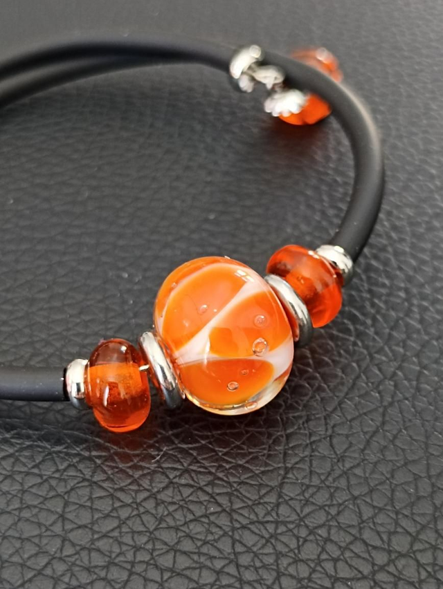 Bracelet Orange en verre filé 