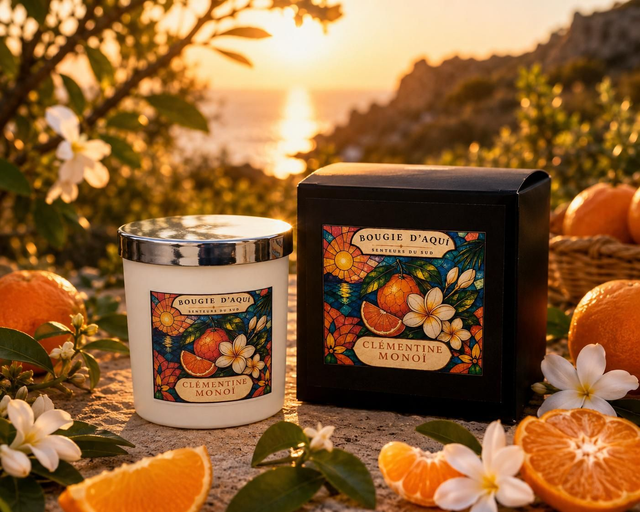 Bougie parfumée Clémentine Monoï – 160 g
