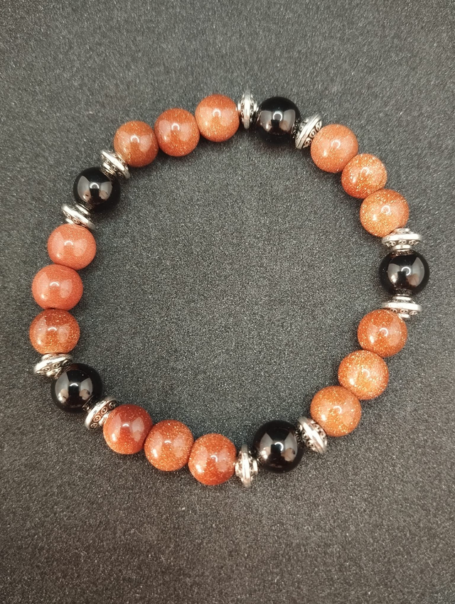 Bracelet en pierre de sable et obsidienne