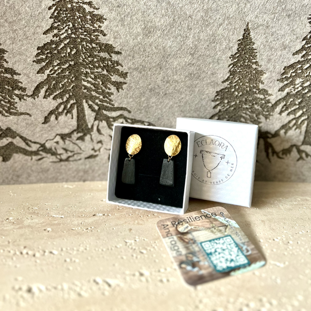 Boucles d'Oreilles Ébène &amp; Éclat Solaire 