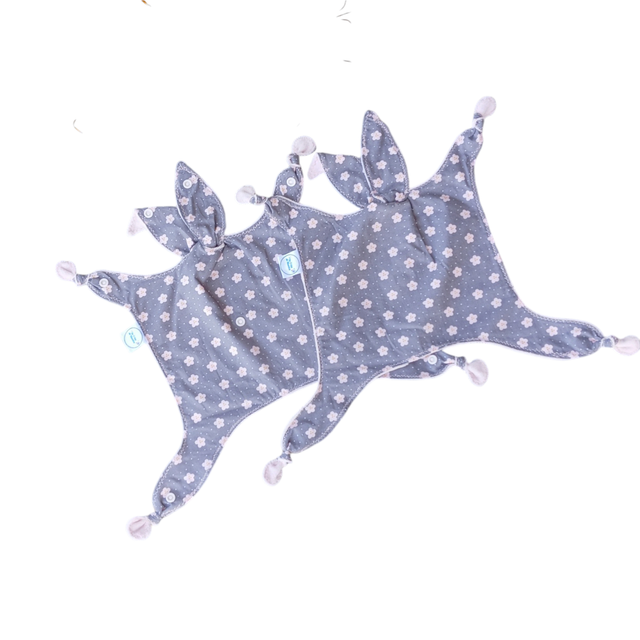Doudou Siamois Double - 2 en 1 Identiques pour Bébé - Lapin Fleurs