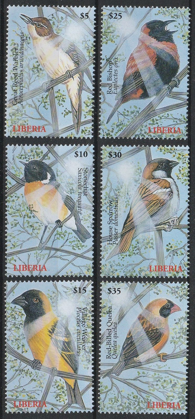 Liberia 2000 Birds Set &amp; 2 Sheetlets MNH