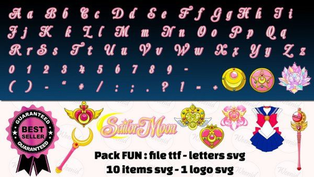 sailor moon svg calligraphy, Alphabet, Font, Letters, Customize Gift, Cricut, Cut File, Otf, Printable Design Files