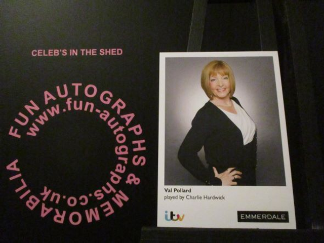 Charlie Hardwick (Val Pollard) Original Emmerdale Coloured Itv Logo Cast Card