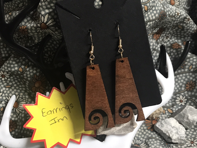 Brown Wood Dangling Earrings-SWDE81