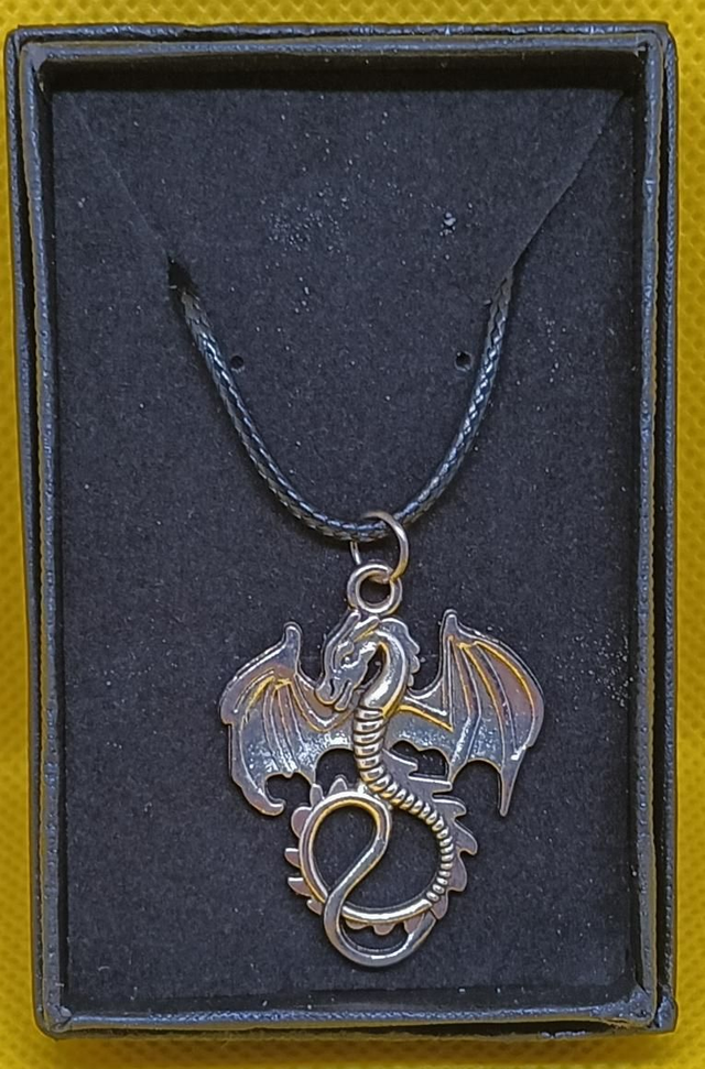 Small Tibetan Silver Dragon Pendant Necklace.