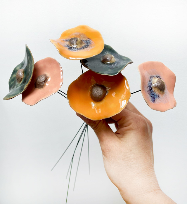 Alliance colorée Printemps - Coquelicots Orangés - Bleu Gris (lot de 6)