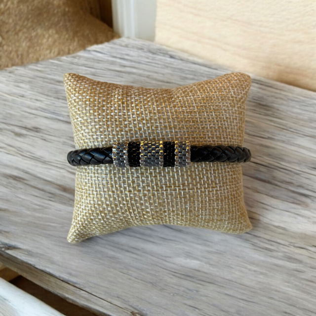 Bracelet fin noir et gris