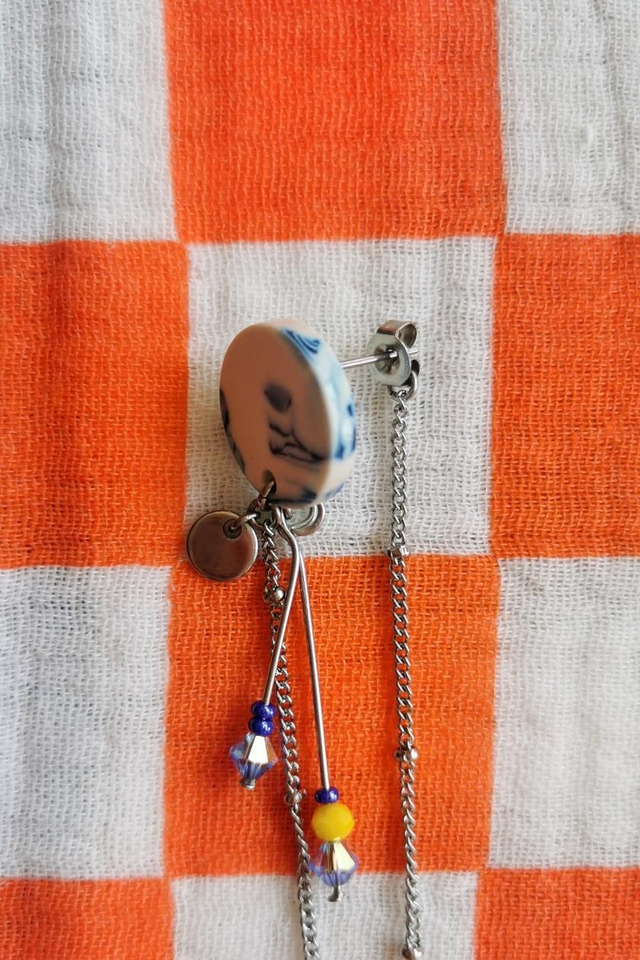 Boucles d'oreilles Puces Bleu Marbré