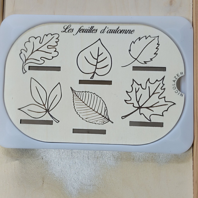 Insert sensoriel bois compatible trofast &quot;les feuilles de l&#039;automne&quot;