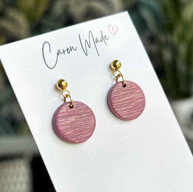 Dusky pink and gold small earrings