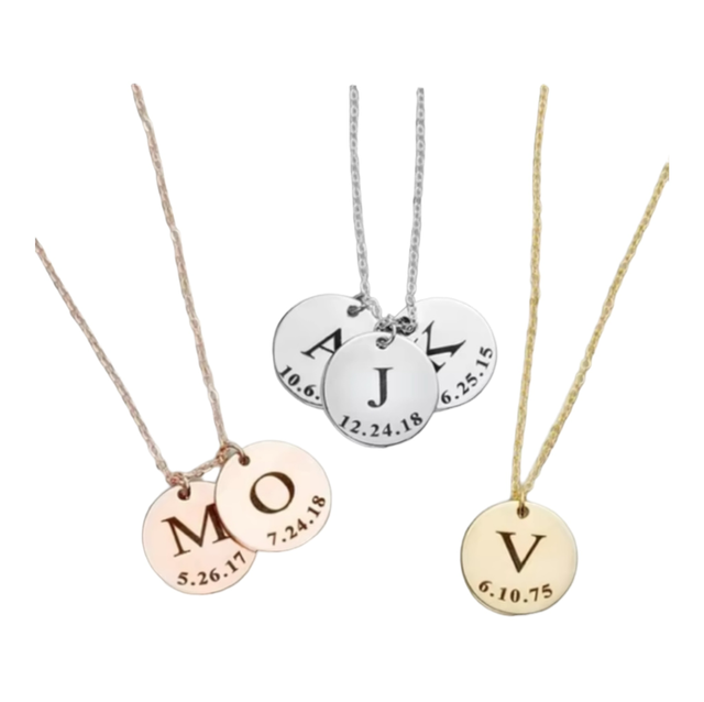 Initial and date necklace 