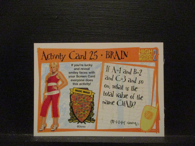 High School Musical 2 Brain Activity Original Trading Card #25