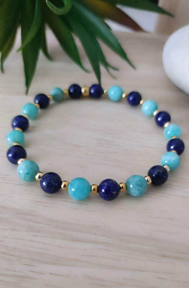 Bracelet "Bonheur" Lapis Lazuli et Amazonite 