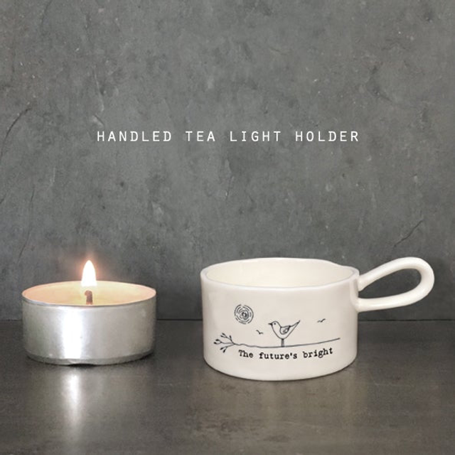 “The futures bright” handled tealight holder