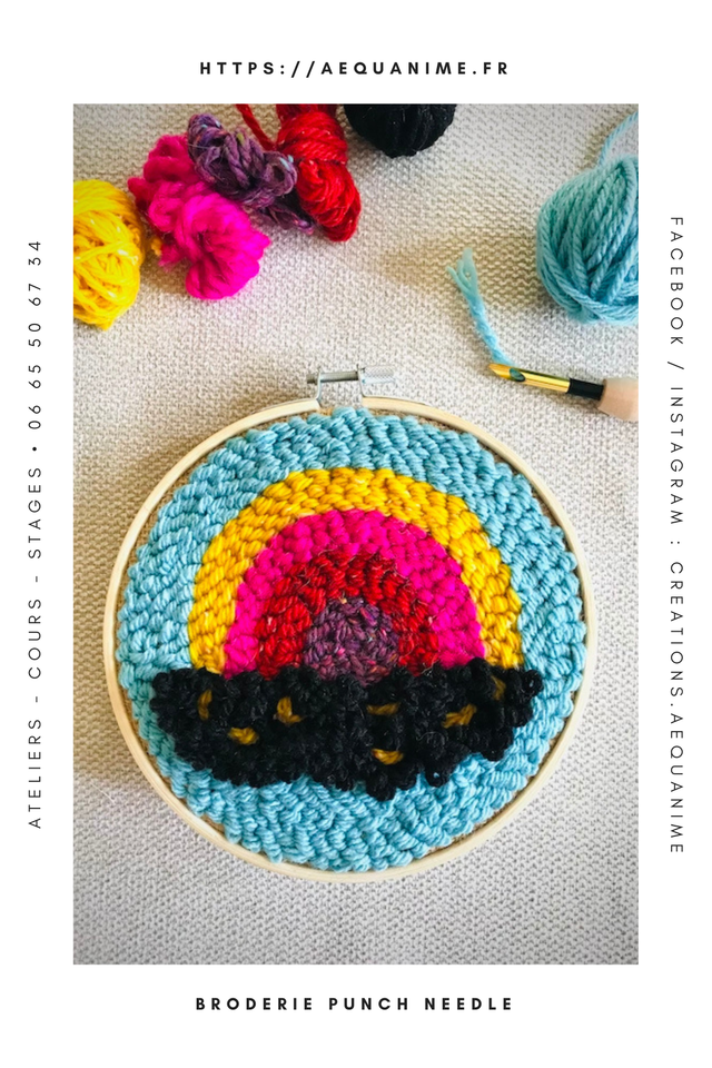 Kit punch needle arc-en-ciel