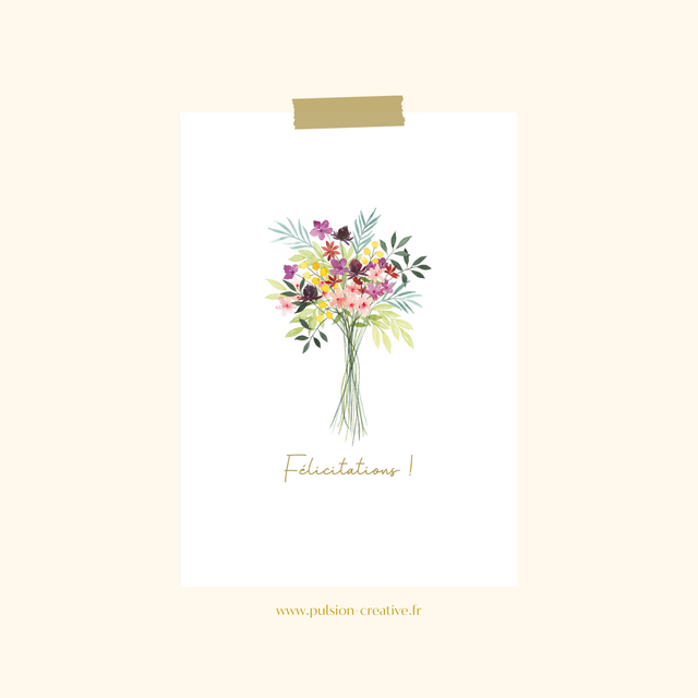 Carte postale aquarelle - Félicitations