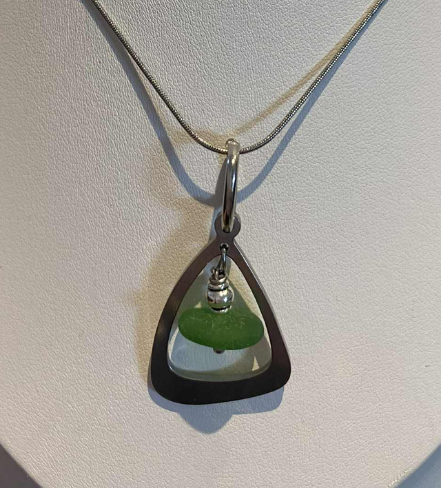 Green sea glass necklace 