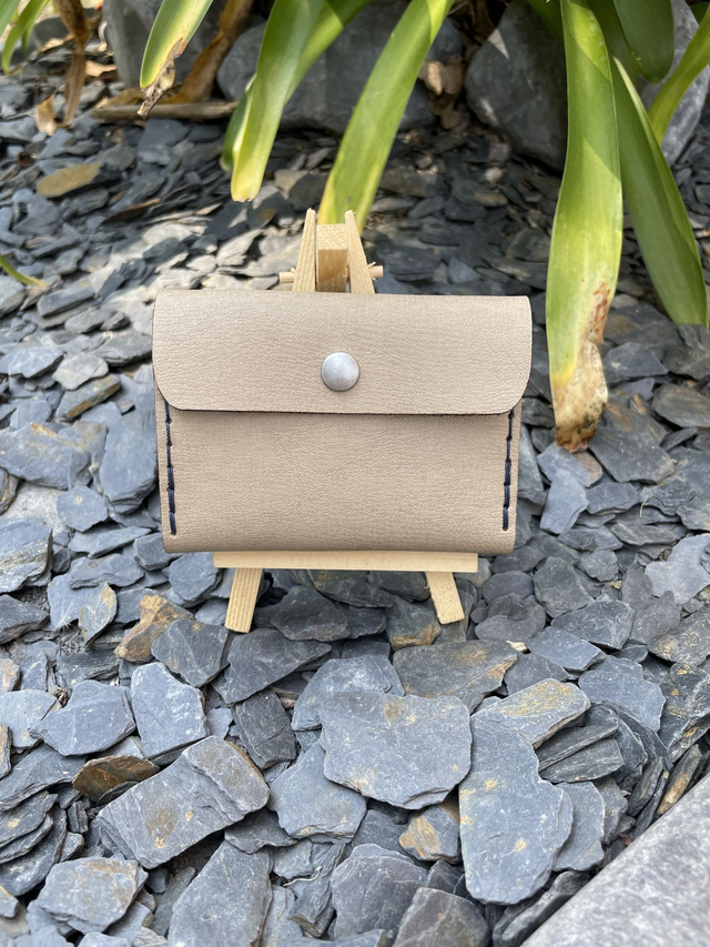 Porte-cartes/porte-monnaie beige/bleu