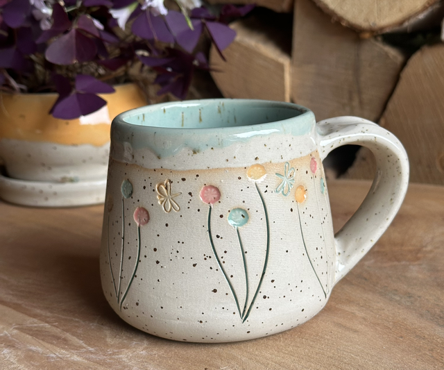 Tasse Blümchen türkis 300 ml 