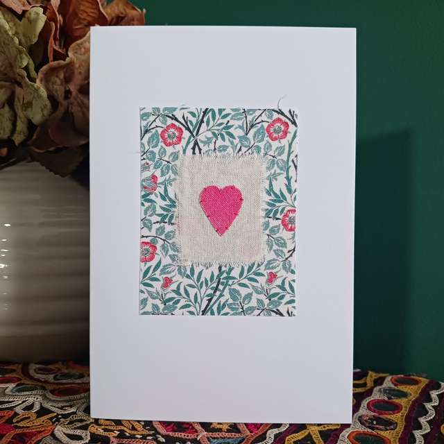 William Morris Sweet Briar Fabric Heart Card