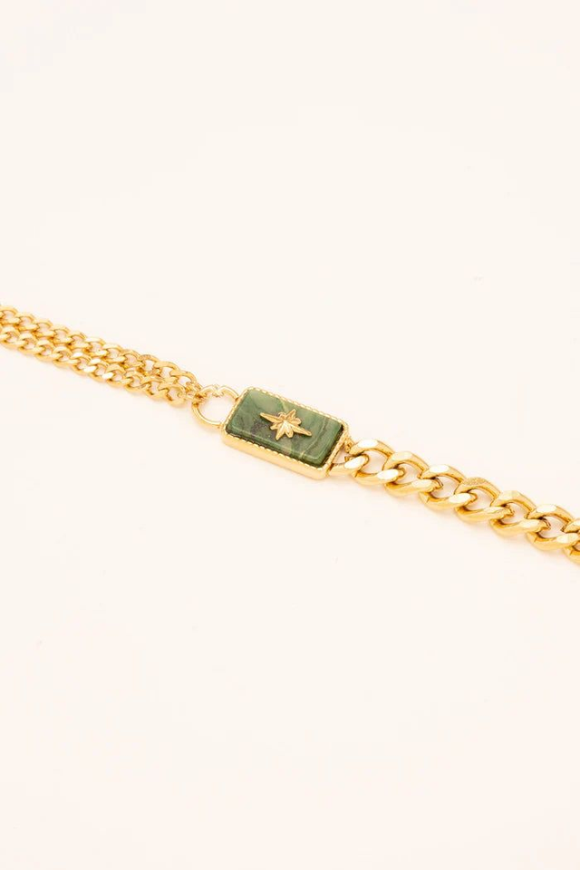 Bracelet doré, Jaspe verte