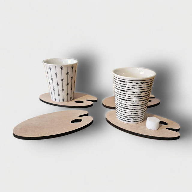 Dessous de verre bois (x4) – Palette de peinture artisanale