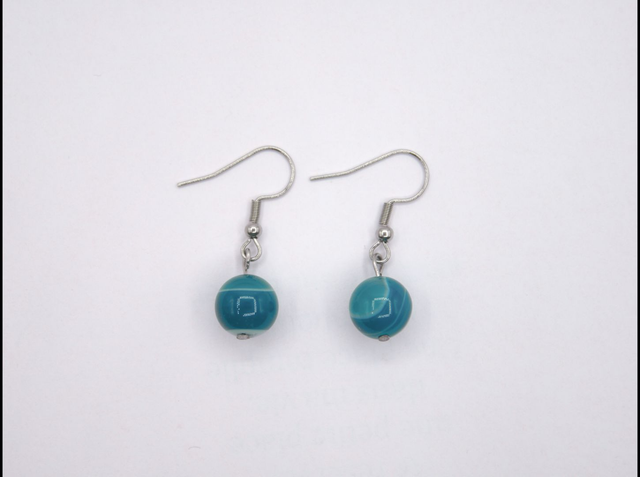 Boucles d'oreilles 1 agate bleue