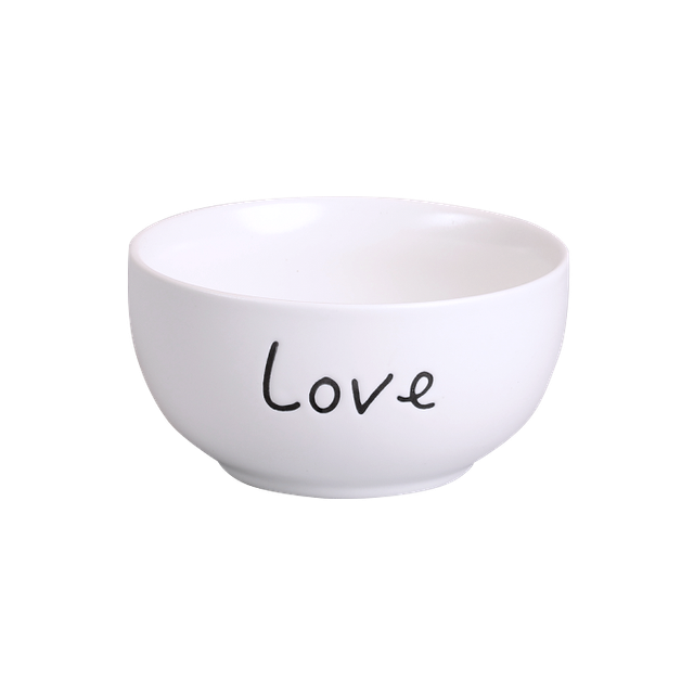 Müslischale aus weißem Porzellan mit Gravur „Love“ 