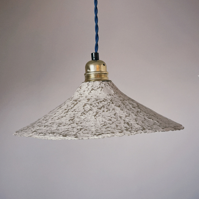 Abat jour suspension papier mâché London marron marbré beige
