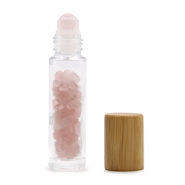 1x Gemstone Essential Oil Roller Bottle - Rose Quartz