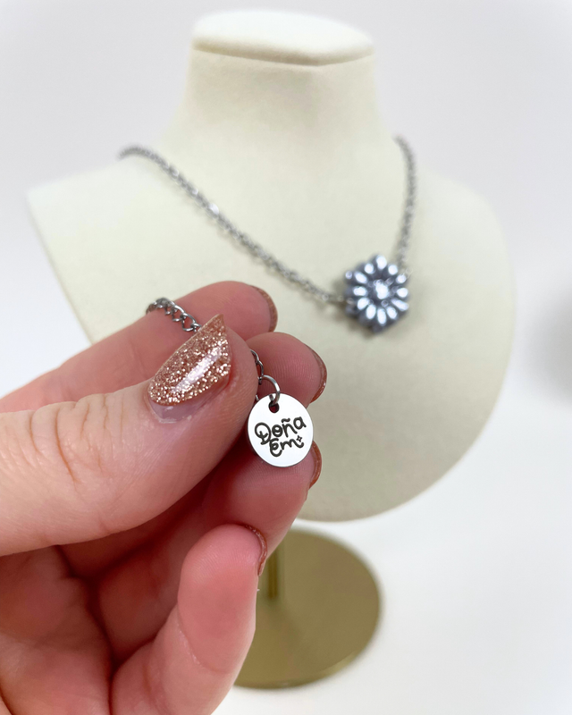 Collier médaillon "Doña" - Argenté scintillant