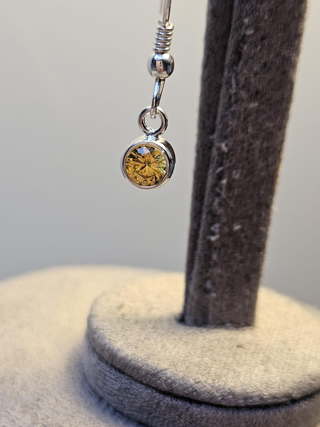 Citrine cubic zirconia sterling silver hooks 