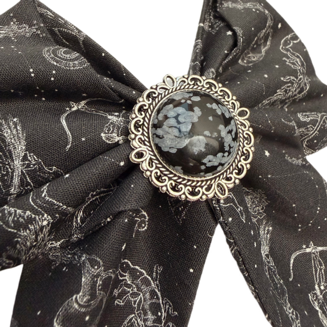 Barrette à cheveux - Zodiaque - Obsidienne neige