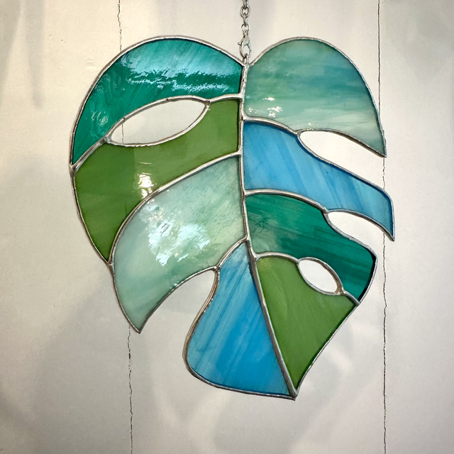 Feuille de Monstera (verte et bleue)