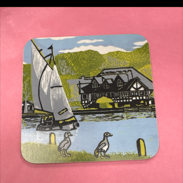 Horning Norfolk coaster Lino cut lain 