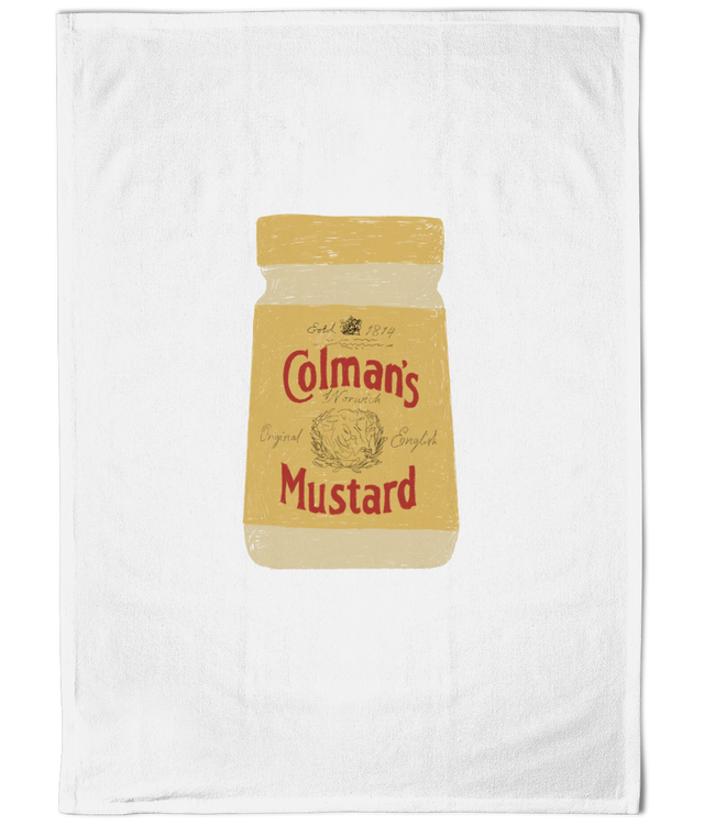 Illustrated Cotton TeaTowel - Mustard