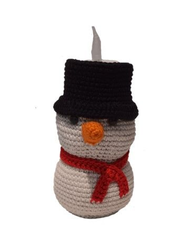 Sneeuwpop met waxine lichtje 