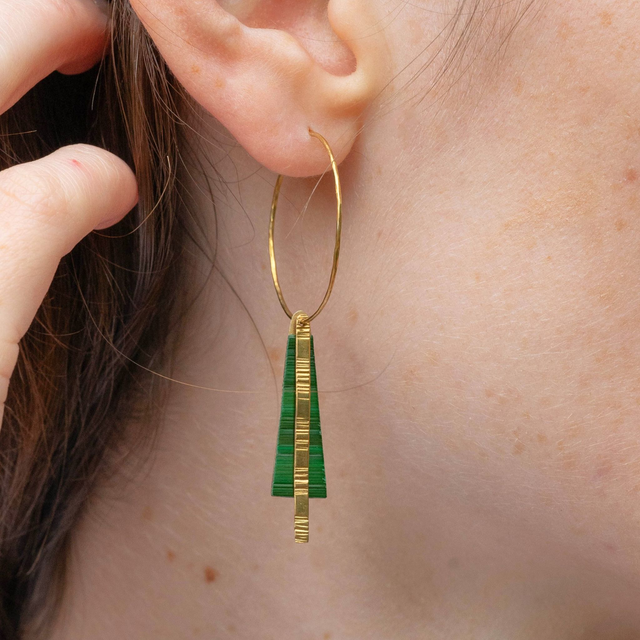 Boucles d'oreilles Tria - Doré, vert