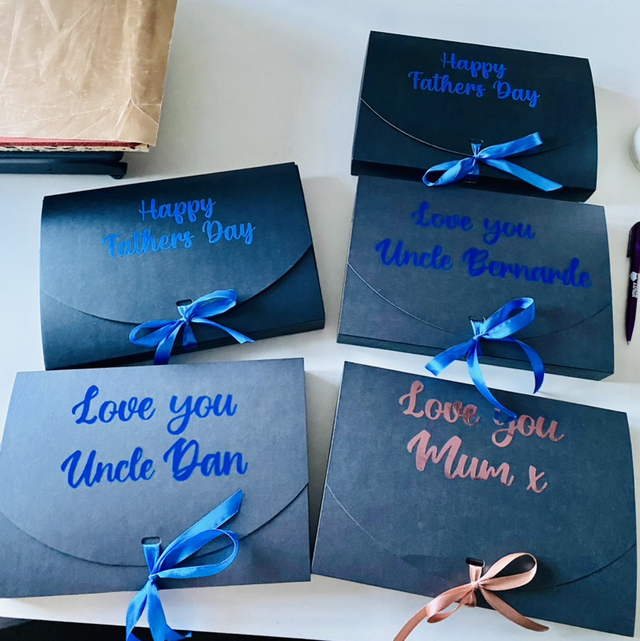 Gift Box - Black with Decal, Ribbon & Tissue Paper