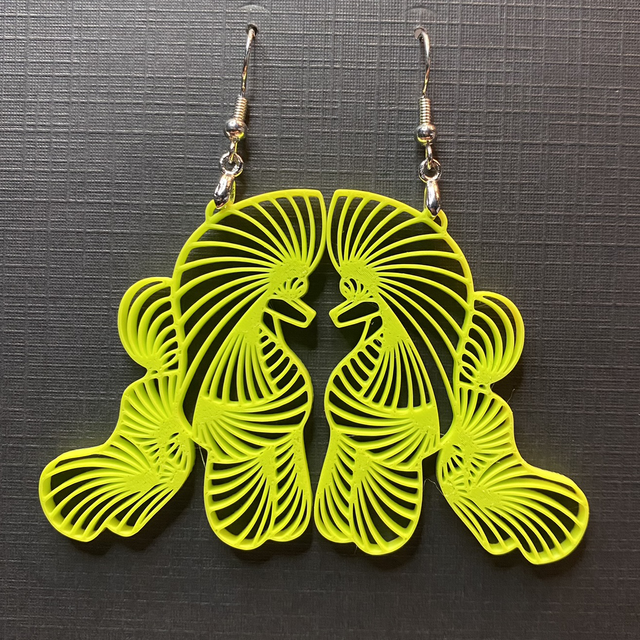 3D - Earrings Poodle Puppy Lime