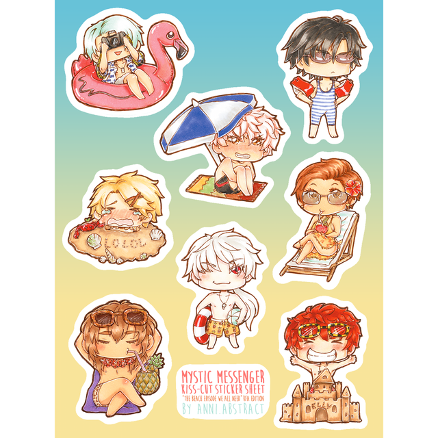 Mystic Messenger | "The Beach Episode We All Need" Kiss-Cut Vinyl Sticker Sheet