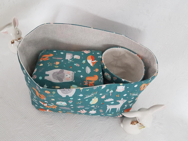 Trio de paniers vert animaux de la forêt