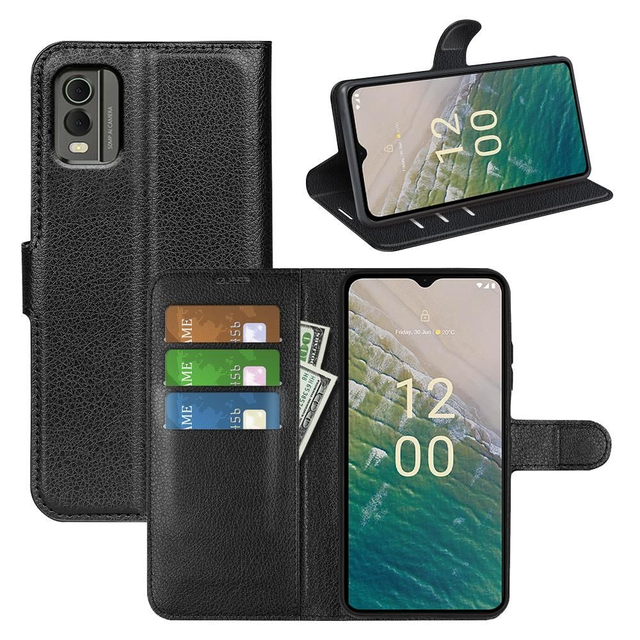 Nokia C32 Wallet Case Black