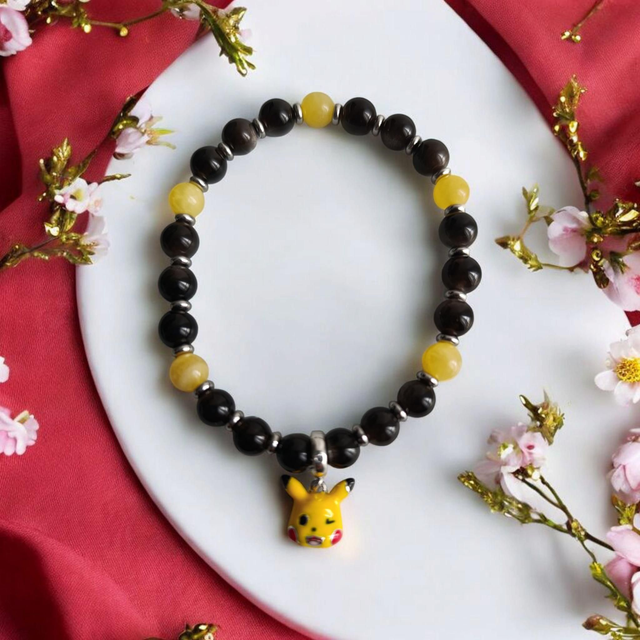 Bracelet Pandolith jade Topaze/ Obsidienne